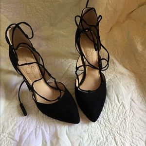 Jessica Simpson, Black brushed suede high heels